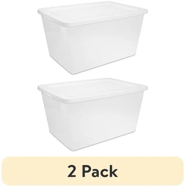 Main image of 2-Pack 58 Quart Clear Plastic Storage Container with Secure Snap-On Lid, Medium