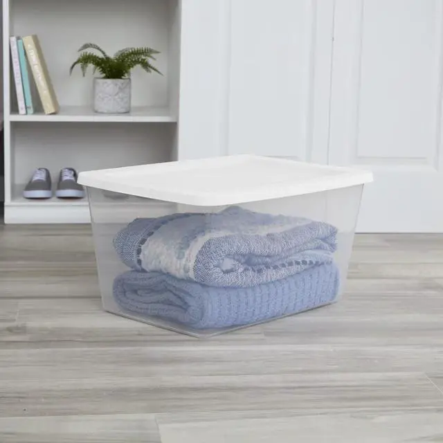 Alt view image 4 of 4 - 2-Pack 58 Quart Clear Plastic Storage Container with Secure Snap-On Lid, Medium