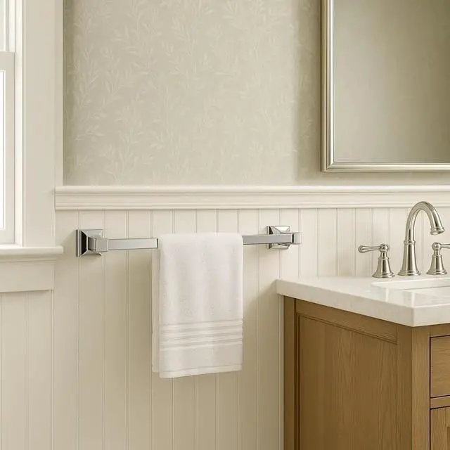 Alt view image 2 of 4 - Wall Mount Towel Bar Polished Chrome 18 Inch Bathroom Towel Holder