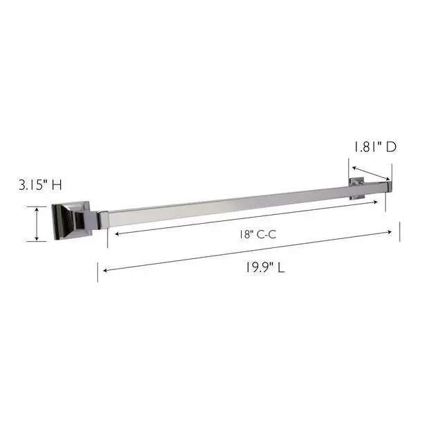 Alt view image 4 of 4 - Wall Mount Towel Bar Polished Chrome 18 Inch Bathroom Towel Holder