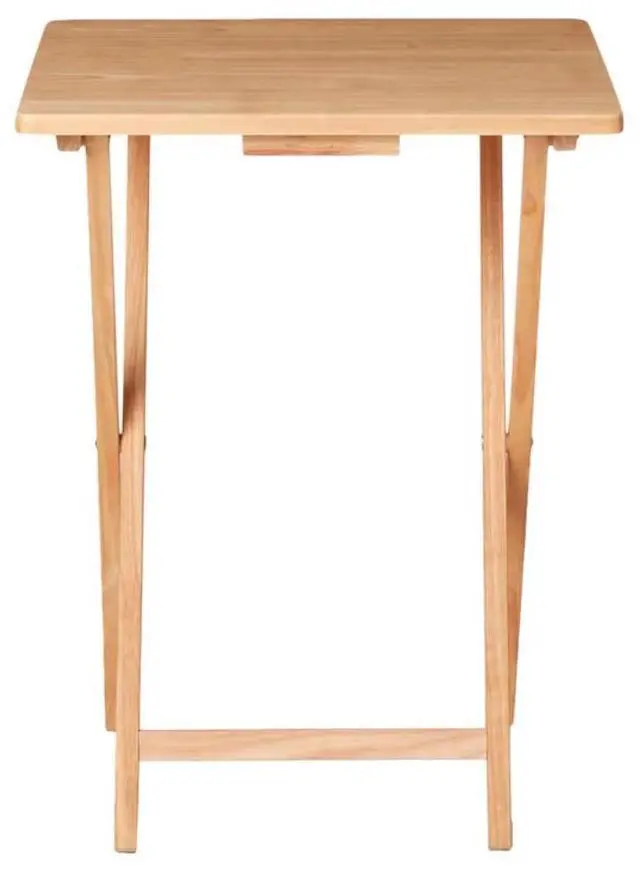 Alt view image 2 of 5 - Natural Rubberwood Folding TV Tray Table Portable Wooden Side Desk For Eating Working Crafts