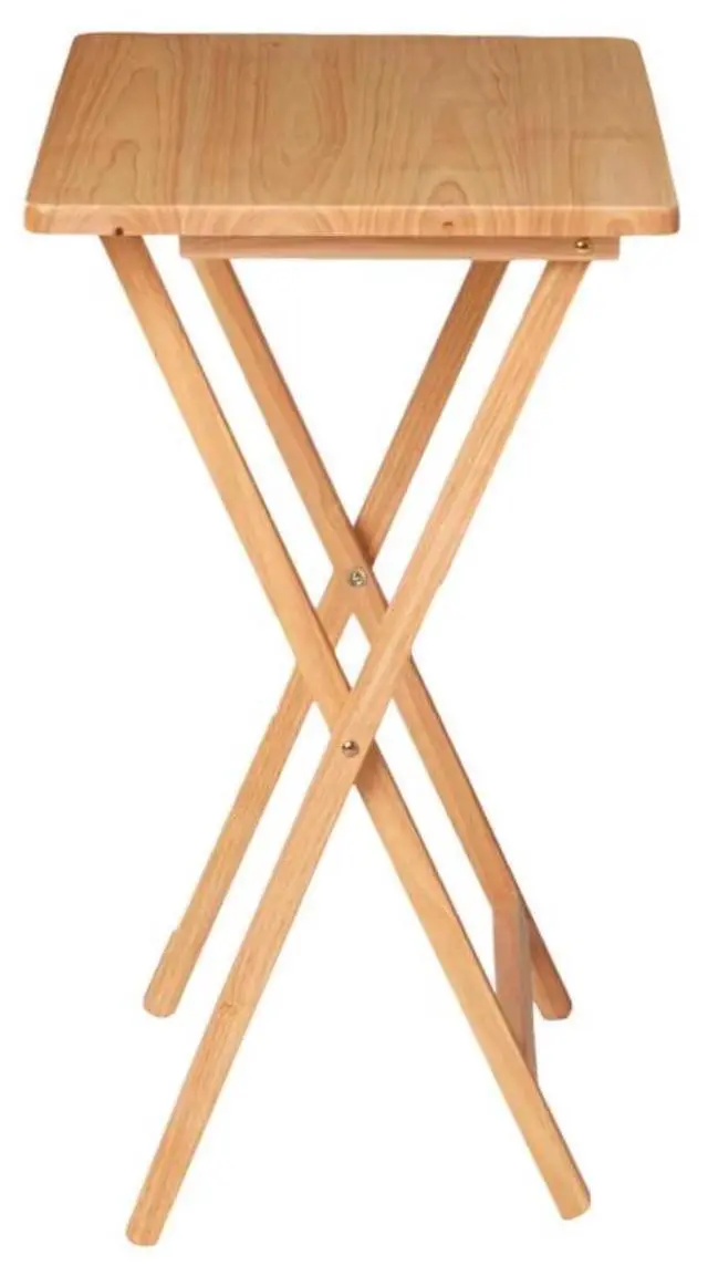 Alt view image 4 of 5 - Natural Rubberwood Folding TV Tray Table Portable Wooden Side Desk For Eating Working Crafts