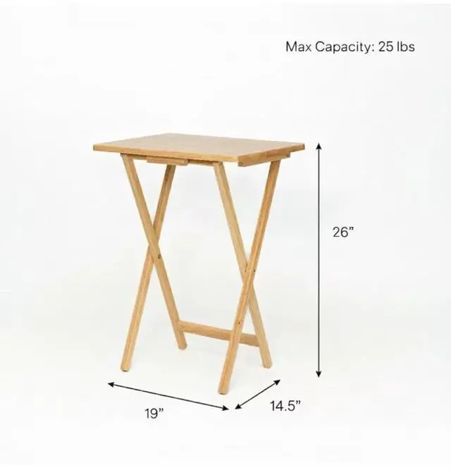 Alt view image 5 of 5 - Natural Rubberwood Folding TV Tray Table Portable Wooden Side Desk For Eating Working Crafts