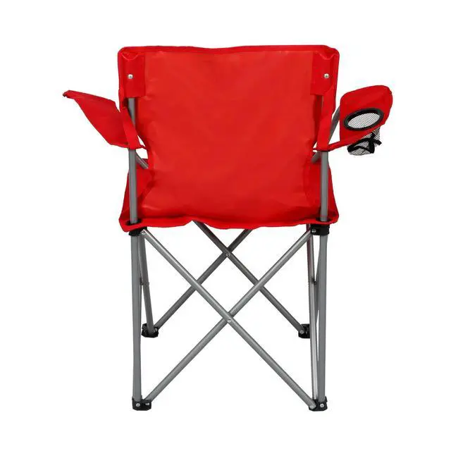 Alt view image 2 of 7 - Bright Red Quad Folding Camping Chair With Mesh Cup Holder 600D PECoated Polyester Outdoor Portable Seat