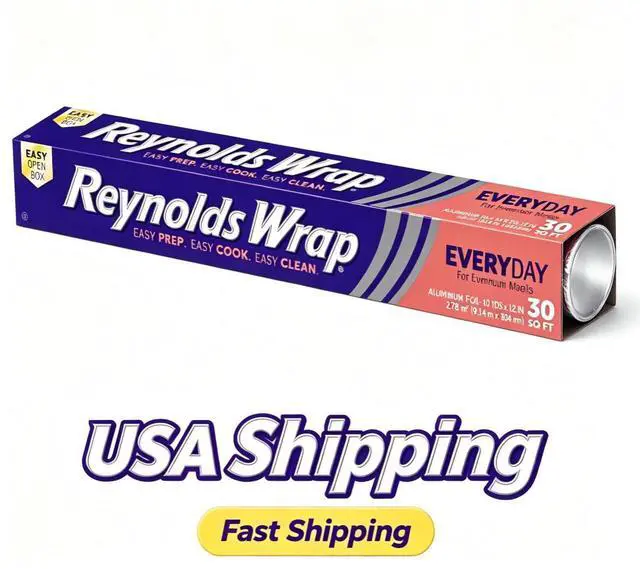 Main image of Reynolds Wrap Everyday Strength Aluminum Foil Roll, 12 Inch Wide, 30sq ft | 12 Inch Kitchen Foil Roll, Grill And Freezer Safe, Ideal For Foil Packets, Grilling, Home Cooking, 10 yds x 12 in