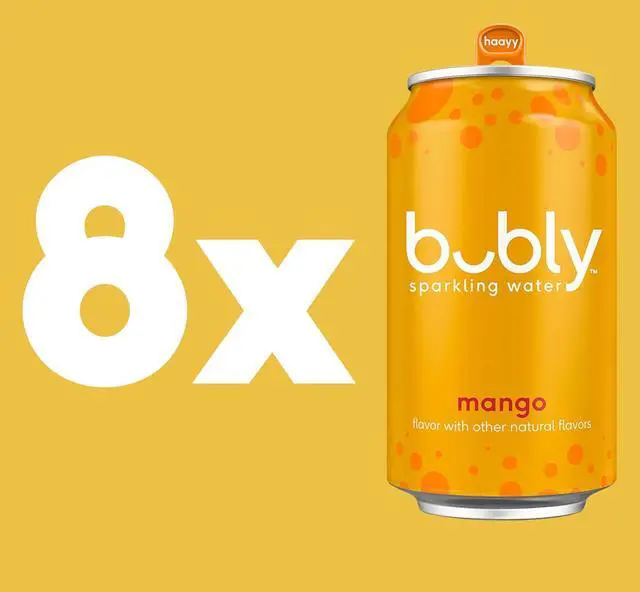 Alt view image 4 of 6 - bubly Sparkling Water, Mango, 12 Fl Oz Cans (8 Pack) | Zero Sugar, Zero Calories, Seltzer Water