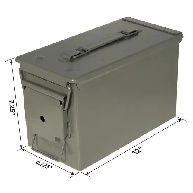 Alt view image 3 of 6 - Strategy 50 Caliber Metal Ammo Storage Box 12 in. x 6.125 in. x 7.25 in. OD Green