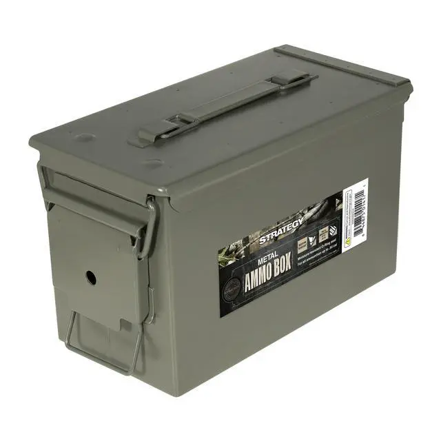 Alt view image 4 of 6 - Strategy 50 Caliber Metal Ammo Storage Box 12 in. x 6.125 in. x 7.25 in. OD Green