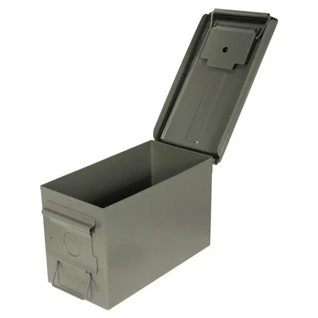 Alt view image 2 of 6 - Strategy 50 Caliber Metal Ammo Storage Box 12 in. x 6.125 in. x 7.25 in. OD Green