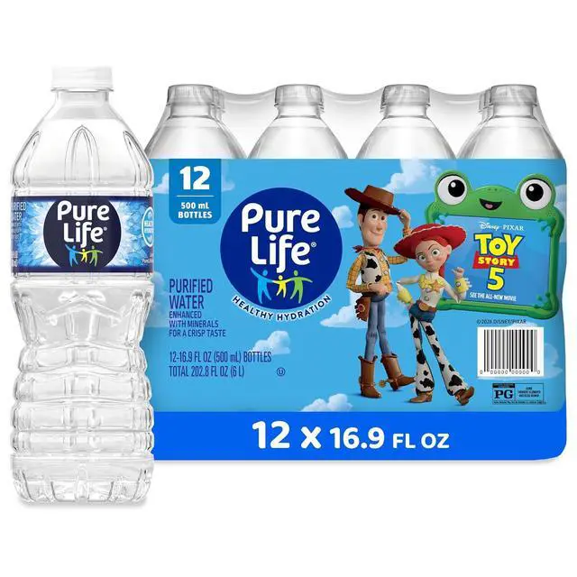 Alt view image 3 of 7 - Pure Life Purified Bottled Water, 12 Pack - Still Drinking Water Enhanced with Minerals for a Crisp Taste - 16.9 Fl Oz - Toy Story 5 Packaging Graphics