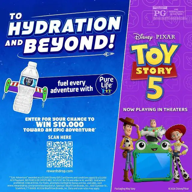 Alt view image 5 of 7 - Pure Life Purified Bottled Water, 12 Pack - Still Drinking Water Enhanced with Minerals for a Crisp Taste - 16.9 Fl Oz - Toy Story 5 Packaging Graphics