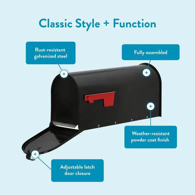 Alt view image 4 of 7 - Architectural Mailboxes Elite Galvanized Steel, Medium, Post-Mount Mailbox in Black