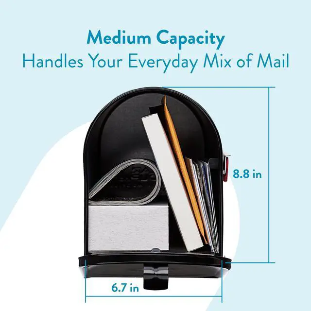 Alt view image 7 of 7 - Architectural Mailboxes Elite Galvanized Steel, Medium, Post-Mount Mailbox in Black