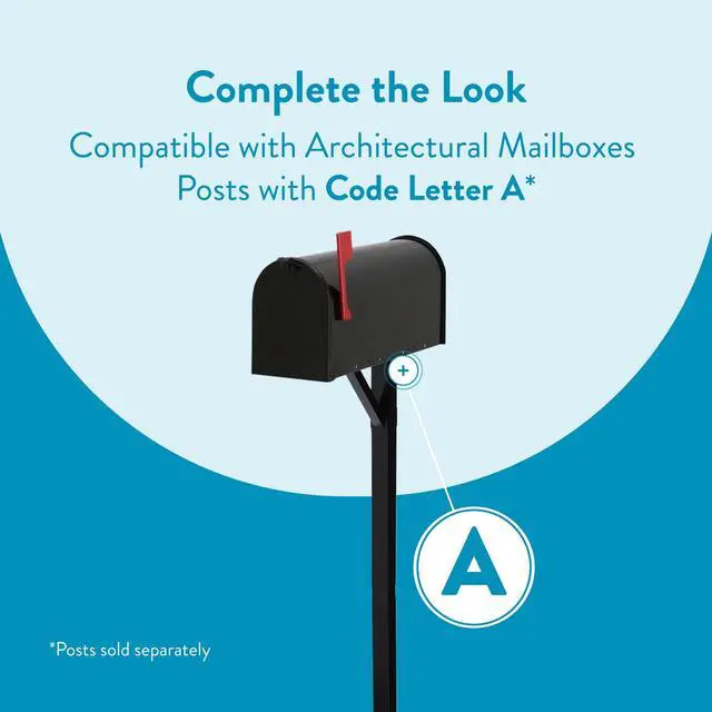 Alt view image 2 of 7 - Architectural Mailboxes Elite Galvanized Steel, Medium, Post-Mount Mailbox in Black