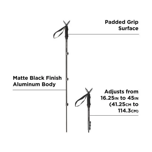 Alt view image 5 of 7 - Allen Company Deluxe Shooting Stick, Adjusts 16.25"-45", Black, Aluminum, Model 21631A