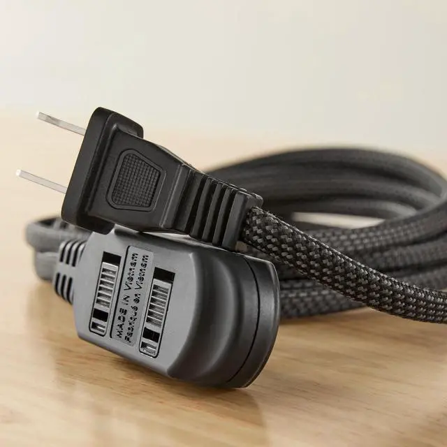 Alt view image 2 of 6 - Hyper Tough Indoor Extension Cord 10 ft with 3 Outlets, 2 Prong, Braided Cord, Black