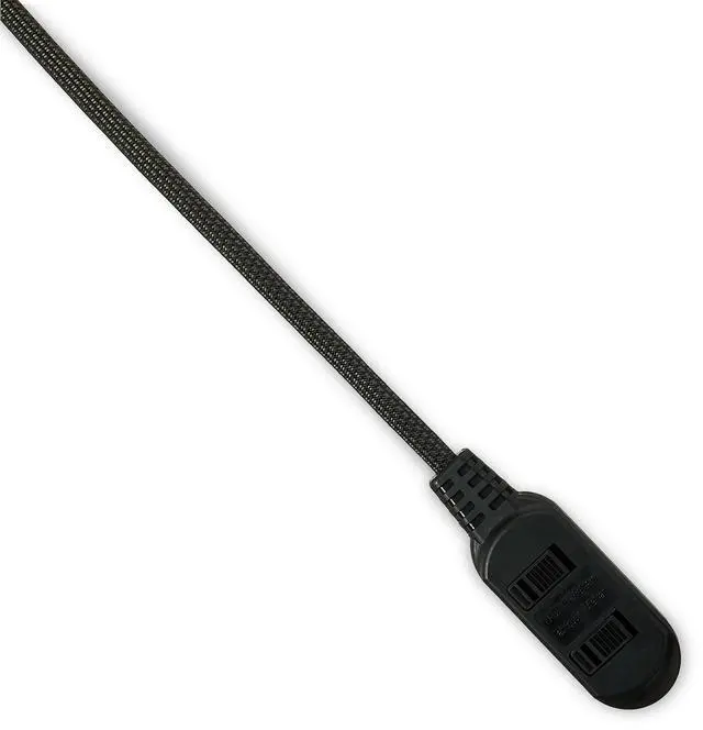 Alt view image 4 of 6 - Hyper Tough Indoor Extension Cord 10 ft with 3 Outlets, 2 Prong, Braided Cord, Black