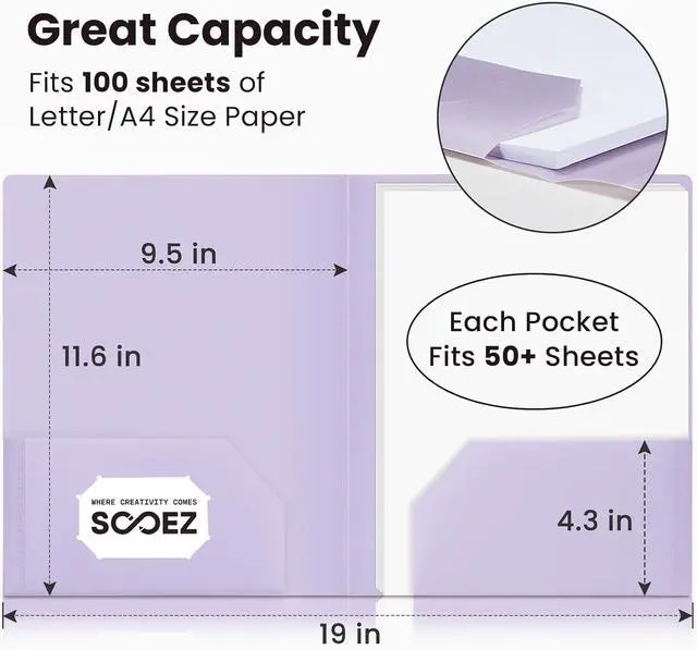 Alt view image 5 of 7 - Sooez 6Pack Folders with Pockets, Pastels Colors, Heavy Duty Pocket Folder | Plastic Folders with Pockets, 2-Pocket Folder Bulk, Aesthetic File Folder, Back to School Office Filing Supplies