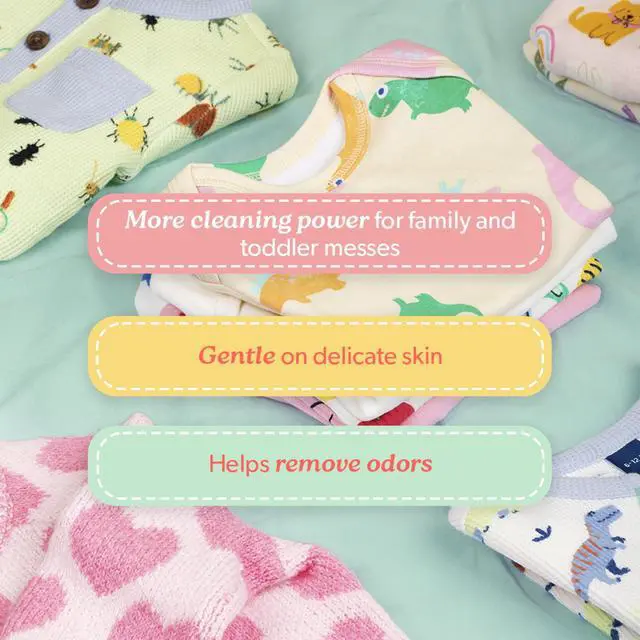 Alt view image 6 of 6 - Dreft Liquid Laundry Detergent for Toddlers, Tackles 100% of Common Toddler Stains, Unscented, 42 fl oz, 32 Loads
