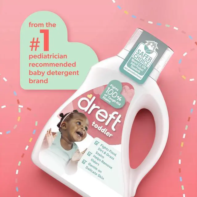 Alt view image 3 of 6 - Dreft Liquid Laundry Detergent for Toddlers, Tackles 100% of Common Toddler Stains, Unscented, 42 fl oz, 32 Loads