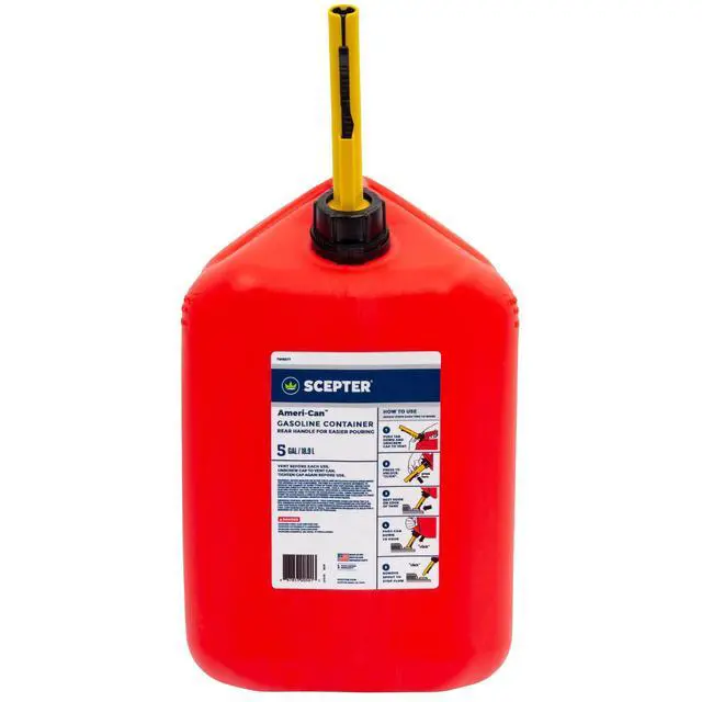 Alt view image 6 of 6 - Scepter Ameri-Can 5 Gallon Gas Can w/ Dual Handles and Easy Flo Spill-Proof Spout FG4G571W