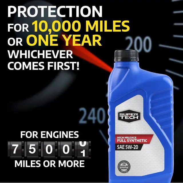 Alt view image 3 of 6 - Super Tech High Mileage Full Synthetic SAE 5W-20 Motor Oil, 1 Quart