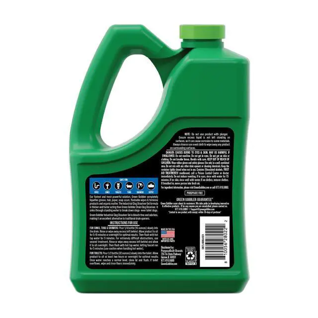 Alt view image 6 of 7 - Green Gobbler HeavyDuty Drain Clog Remover Gel No Fume Pipe Cleaner Remove Mineral Deposits for Bathroom Kitchen Drains