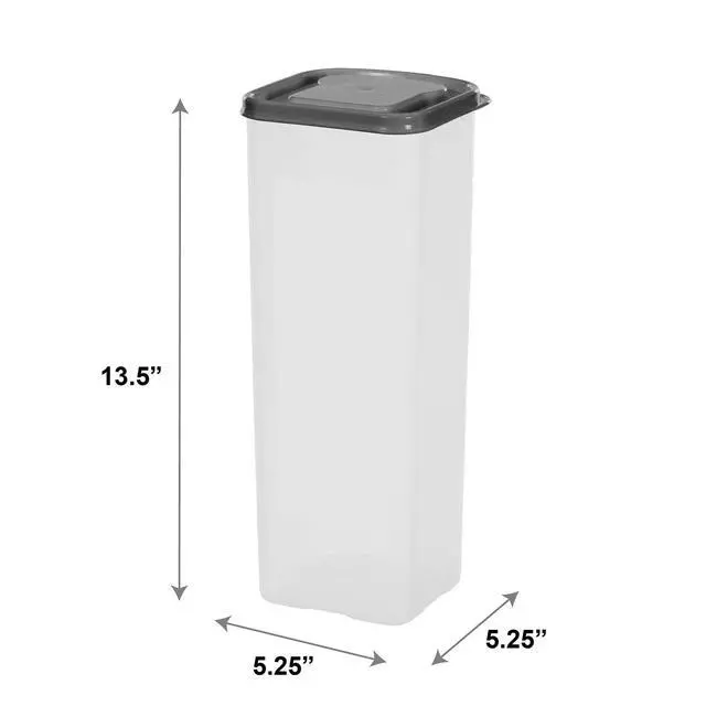 Alt view image 5 of 7 - Clear Plastic Bread Storage Container With Gray Lid 5.25"x5.25"x13.62" Loaf Bread Keeper Pantry Food Organizer