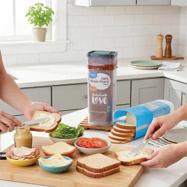 Alt view image 4 of 7 - Clear Plastic Bread Storage Container With Gray Lid 5.25"x5.25"x13.62" Loaf Bread Keeper Pantry Food Organizer