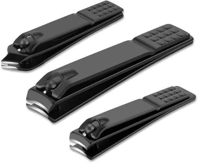Alt view image 3 of 7 - 3 Pcs Black Matte Stainless Steel Nail Clipper Set Fingernail Toenail Ingrown Thick Nails Cutter Manicure Tools for Men Women