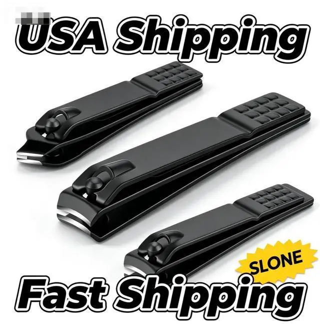 Main image of 3 Pcs Black Matte Stainless Steel Nail Clipper Set Fingernail Toenail Ingrown Thick Nails Cutter Manicure Tools for Men Women
