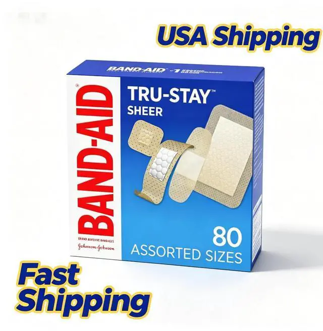 Main image of 80 Count Sheer Adhesive Bandages Assorted Sizes Flexible Sterile Wound Strips, Breathable Comfort BandAids for Minor Cuts Scrapes FirstAid Kit Supplies