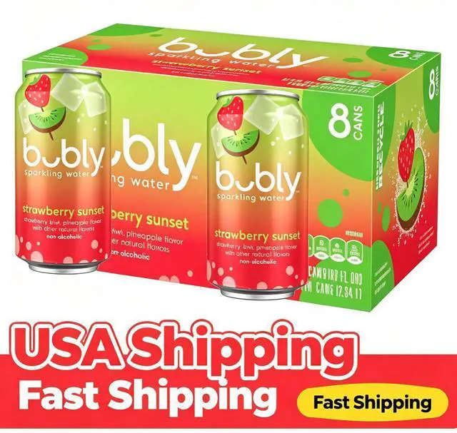 Main image of 8 Pack Sparkling Water Strawberry Sunset Flavor 12 fl oz Can Natural FruitFlavored Seltzer Water Recyclable Aluminum Cans Beverage