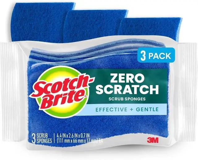 Alt view image 5 of 7 - 3 Pack ZeroScratch Kitchen Scrub Sponge Gentle Dish Cleaning Sponge Safe for NonStick Cookware Bathroom Household Cleaning Sponges