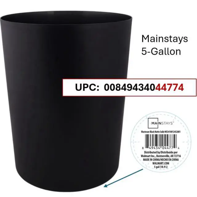 Alt view image 7 of 7 - 5 Gallon OpenTop Plastic Wastebasket Matte Black Round BPAFree Garbage Bin Lightweight Trash Can for Bathroom Bedroom Office Kitchen