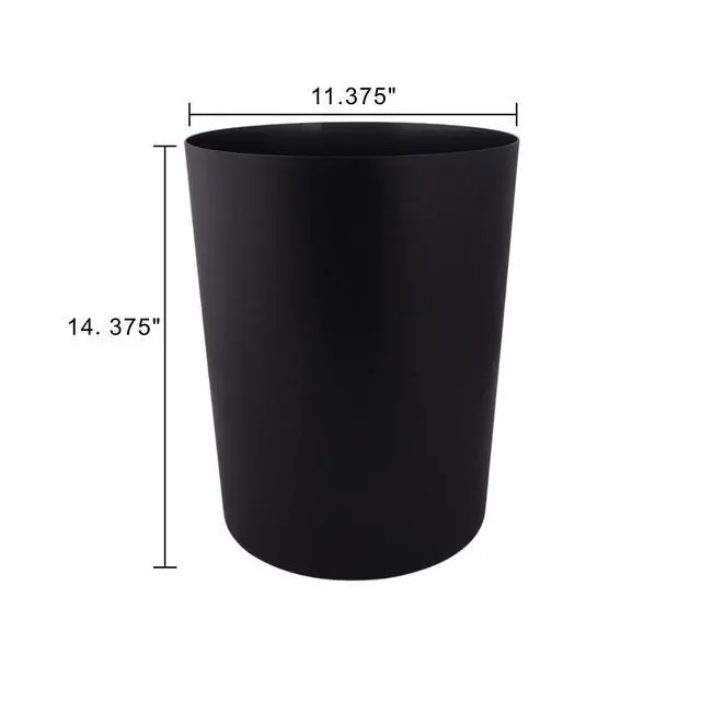 Alt view image 5 of 7 - 5 Gallon OpenTop Plastic Wastebasket Matte Black Round BPAFree Garbage Bin Lightweight Trash Can for Bathroom Bedroom Office Kitchen