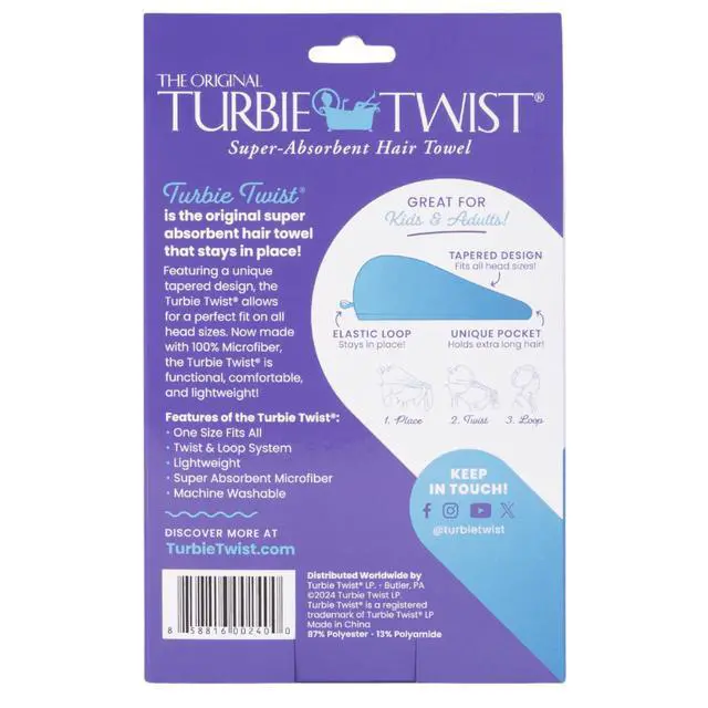 Alt view image 3 of 7 - Microfiber Hair Towel TwistLoop FastDrying Hair Turban Peacock Blue Absorbent AntiFrizz Hair Wrap for Kids Adults TravelReady
