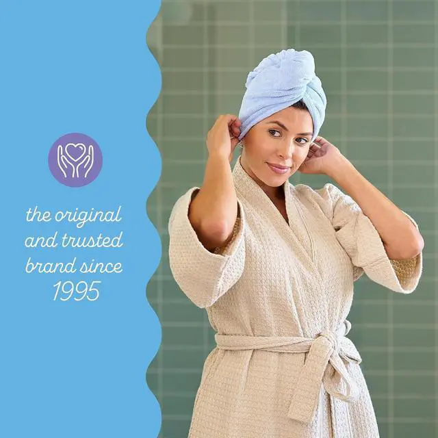 Alt view image 7 of 7 - Microfiber Hair Towel TwistLoop FastDrying Hair Turban Peacock Blue Absorbent AntiFrizz Hair Wrap for Kids Adults TravelReady
