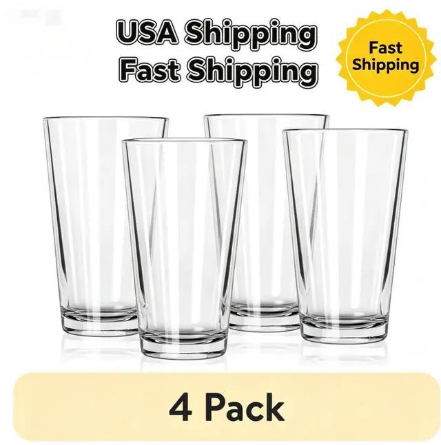 Main image of 4 Pack 16 Oz Clear Pint Glass Cups LeadFree Transparent Drinking Glassware for Beer Water Milk Juice Home Bar Party