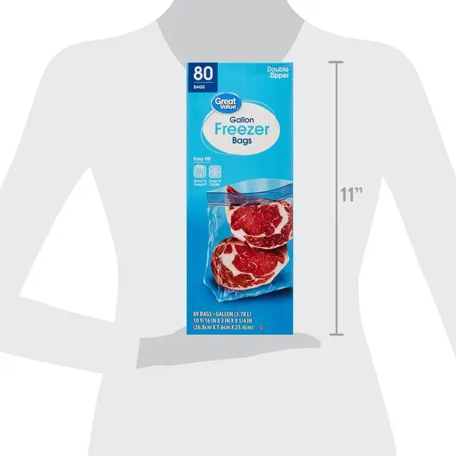 Alt view image 7 of 7 - 2 Pack GallonSize Freezer Storage Bags 80 Count Total Double Zipper Seal Prevent FreezerBurn Reusable Food Storage Bags for Travel Household Organizing