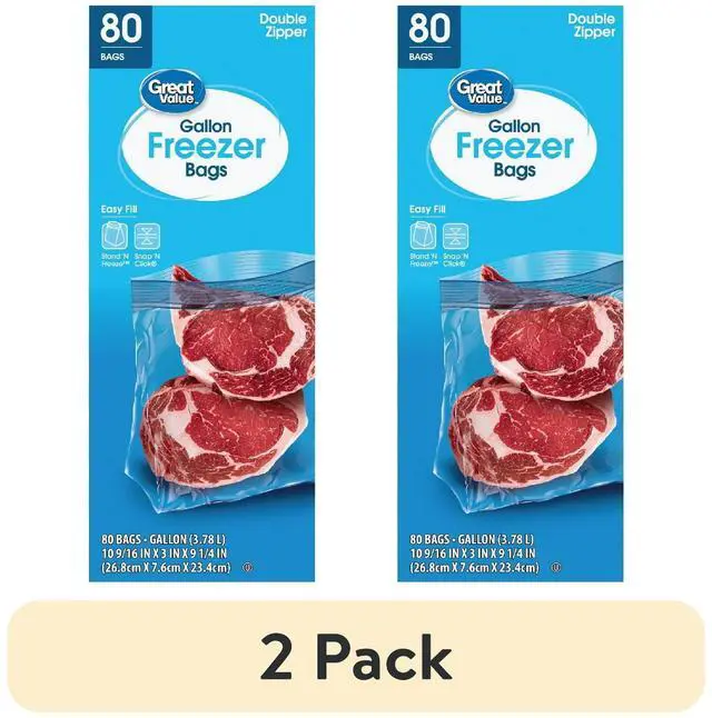 Alt view image 4 of 7 - 2 Pack GallonSize Freezer Storage Bags 80 Count Total Double Zipper Seal Prevent FreezerBurn Reusable Food Storage Bags for Travel Household Organizing