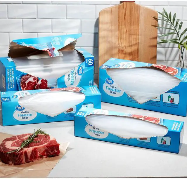 Alt view image 3 of 7 - 2 Pack GallonSize Freezer Storage Bags 80 Count Total Double Zipper Seal Prevent FreezerBurn Reusable Food Storage Bags for Travel Household Organizing