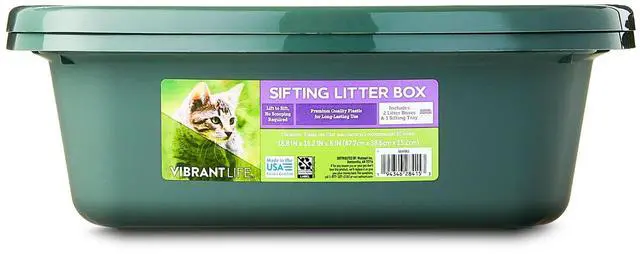 Alt view image 3 of 5 - 3Piece Rotational Sifting Cat Litter Tray, NoScoop QuickClean Kitty Litter Box, BPAFree Plastic, 18.8" x 15" Pet Toilet