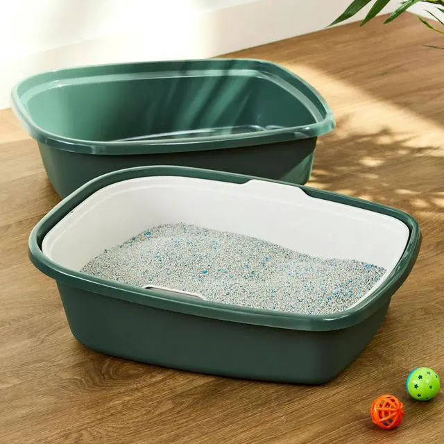 Alt view image 4 of 5 - 3Piece Rotational Sifting Cat Litter Tray, NoScoop QuickClean Kitty Litter Box, BPAFree Plastic, 18.8" x 15" Pet Toilet