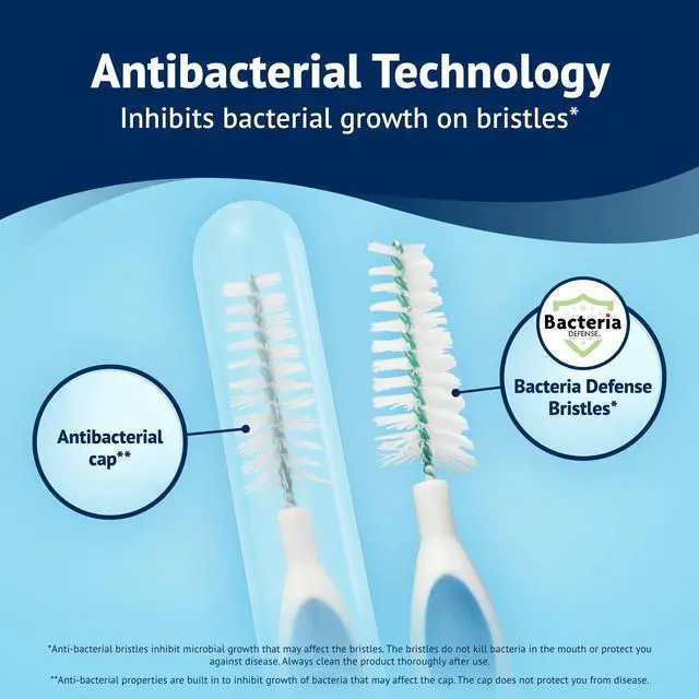 Alt view image 7 of 7 - 20 Count WideSize Mint Interdental Brushes 90° Flexible Head Clean Plaque Food Debris for Braces Dental Bridges Oral Care