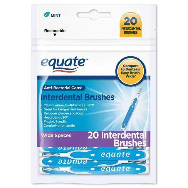 Alt view image 4 of 7 - 20 Count WideSize Mint Interdental Brushes 90° Flexible Head Clean Plaque Food Debris for Braces Dental Bridges Oral Care