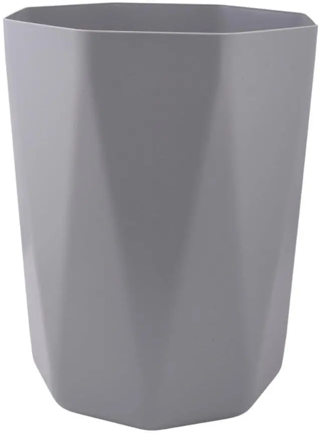 Main image of 5 Gallon OpenTop Plastic Wastebasket Gray Geometric Matte Finish Polypropylene Garbage Bin Lightweight Trash Can for Bathroom Bedroom Office