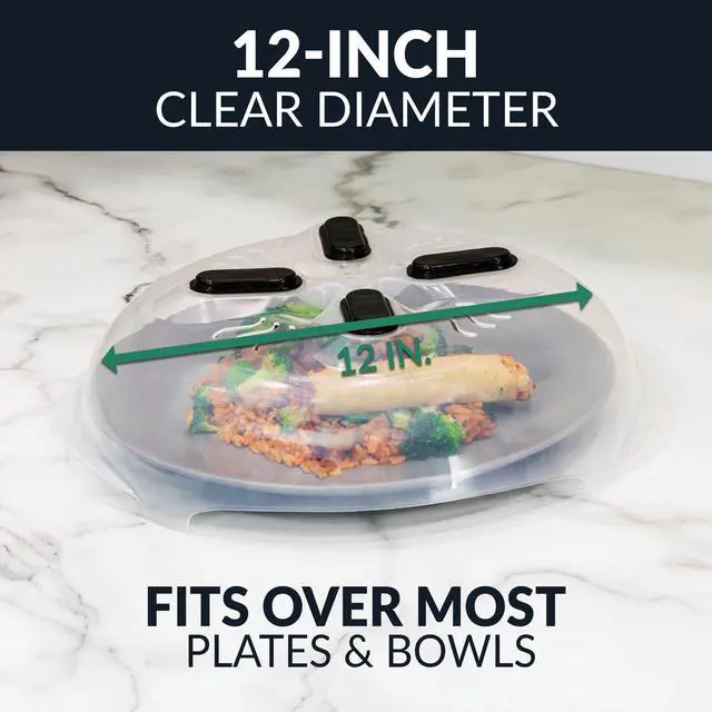 Alt view image 5 of 6 - 12Inch Microwave Splatter Plate Cover Shield With Builtin Magnets Vent Holes, DishwasherSafe Food Lid for Kitchen Microwave Oven