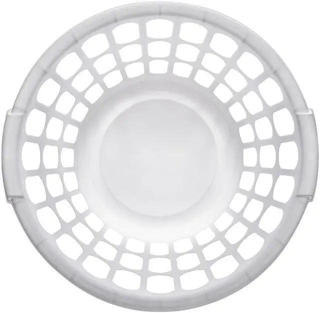 Alt view image 3 of 6 - 8 Pack 1 Bushel Round White Plastic Laundry Basket Ventilated Sides IntegratedHandle Clothes Hamper for Home Dorm Laundry Storage