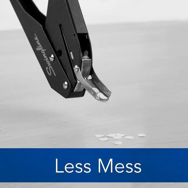 Alt view image 3 of 6 - Swingline 1Hole Handheld Paper Puncher 20Sheet Capacity LowForce PlierStyle Single Hole Punch 1/4 Inch Hole Metal Hole Puncher with Chip Storage Compartment Black Silver Office Supply